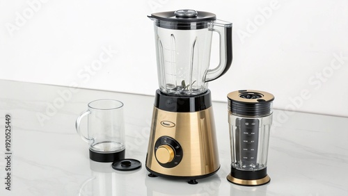 Isolated stainless steel hip flask and a silver metal thermos mug for hot coffee or tea beverages on a white kitchen background