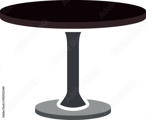 Modern round black pedestal table vector illustration for interior design and furniture concepts