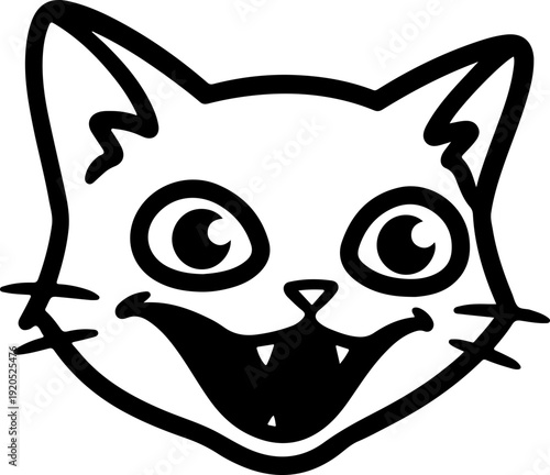 Illustration of a cat with a wacky facial expression