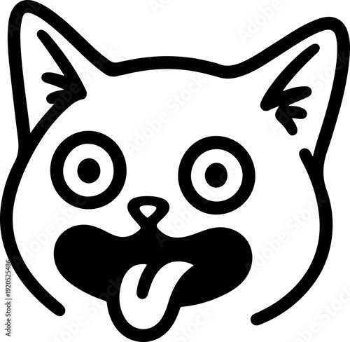 Illustration of a cat with a wacky facial expression