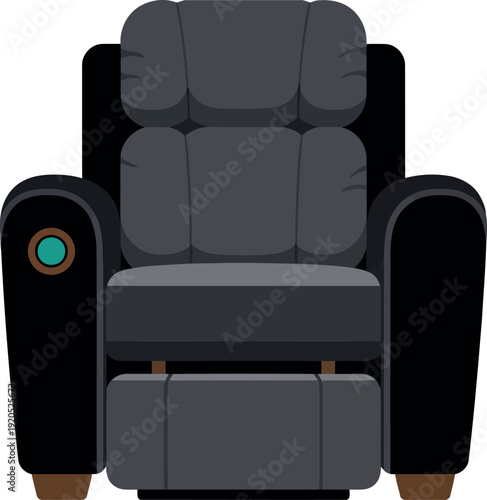 Modern black recliner armchair illustration for living room interior design and furniture catalogs