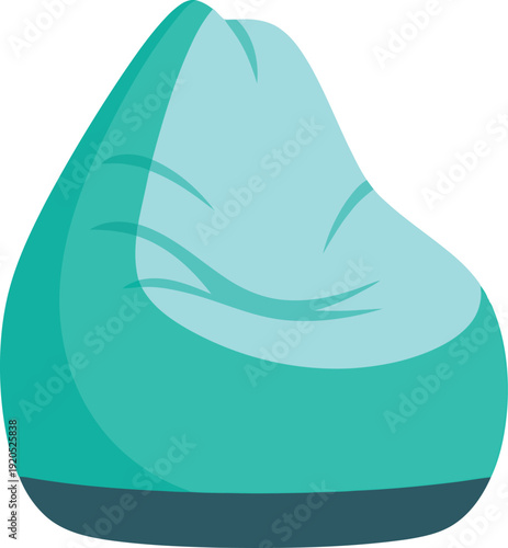 Modern turquoise bean bag chair illustration for cozy home interior design and furniture concepts