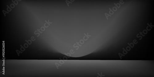 Limbo black background. Abstract dark gradient backdrop. Color wall of studio  room  stand for product display or photo. Modern banner with empty place for advertising text. Vector illustration.
