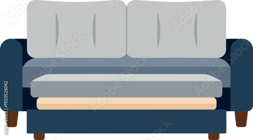 Modern blue and gray sofa illustration for interior design and furniture decor projects