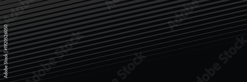 Black oblique straight line background. Masculine dark linear abstract wallpaper. Elegant luxury striped gradient texture. Grey diagonal lines backdrop for flyer, banner, poster, presentation. Vector