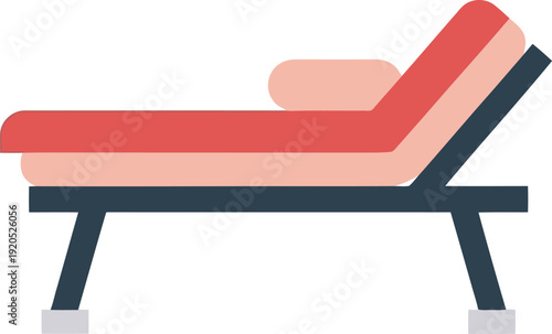 Modern flat design illustration of adjustable therapy couch for medical and wellness concepts