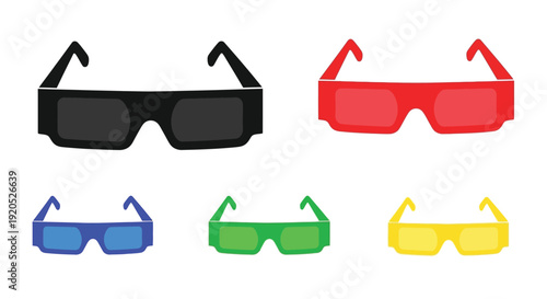 Colorful 3d glasses displayed in a flat minimalist silhouette