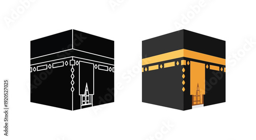 Two depictions of the kaaba in mecca a striking silhouette
