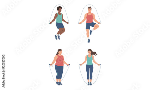 Diverse People Jumping Rope for Fitness and Exercise