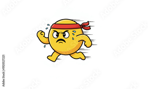 Determined Running Emoji with Red Headband Sweating