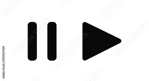 Black pause and play icons on a white background a bold silhouette