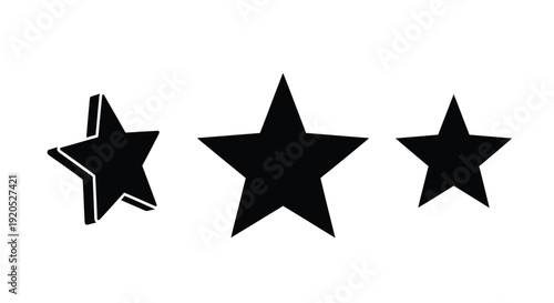 Three black stars arranged in a row simple graphic silhouette