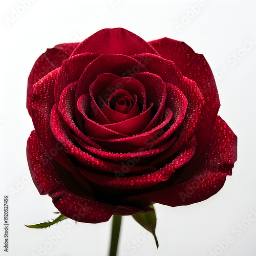 Wallpaper Mural A stunning deep red rose adorned with delicate water droplets on its petals Torontodigital.ca
