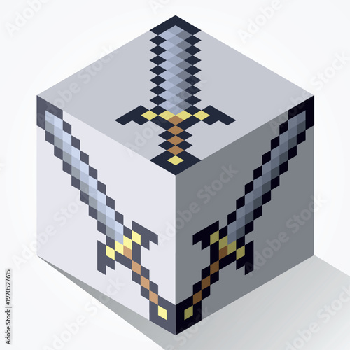 Isometric Iron Sword Weapon Block – Medieval Steel Blade Melee Combat RPG Game Asset