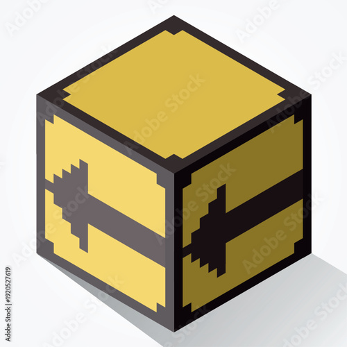 Isometric Wooden Supply Crate Block – Storage Container and Survival Loot Chest Game Asset