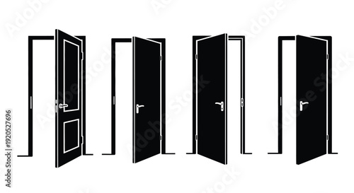 A series of doors opening showcasing transition and possibility silhouette