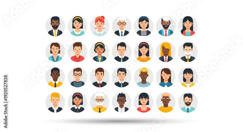 Diverse Group of People Avatars Representing Different Individuals.