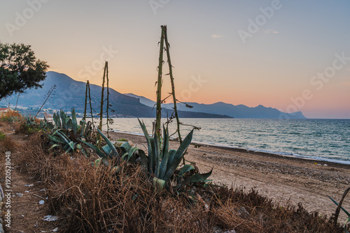 Panorama of Alcamo Marina at Sunset, Trapani, Sicily, Italy, Europe