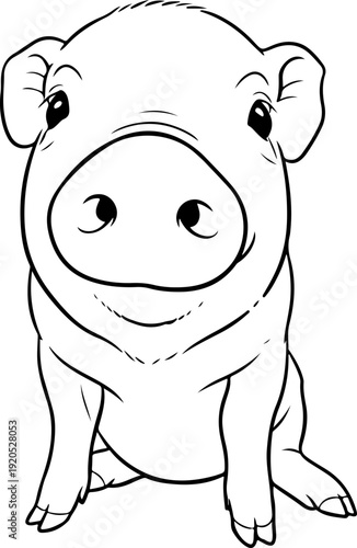 Illustration of a pig with a smiling facial expression