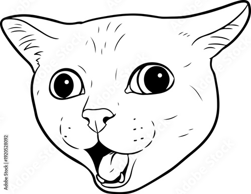 Illustration of a cat with a wacky facial expression