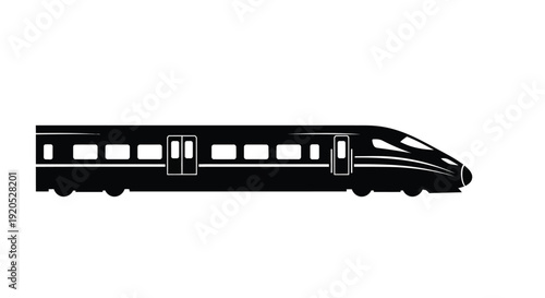 A sleek modern high speed train design in black silhouette