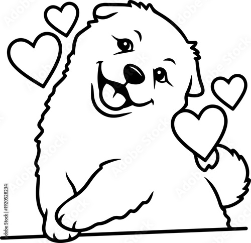 Illustration of a dog with a cute facial expression