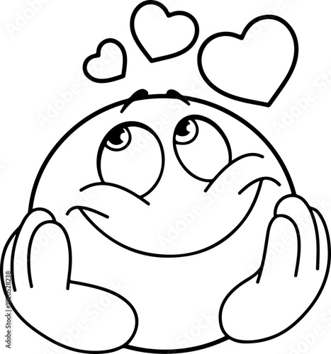 Illustration of an emoji with an in-love facial expression