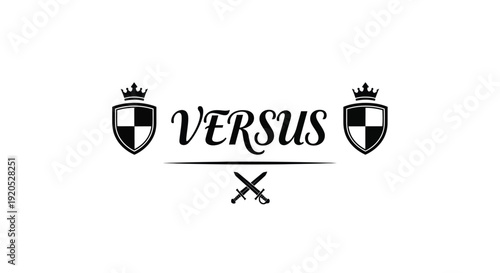 A graphic design featuring shields and text versus silhouette