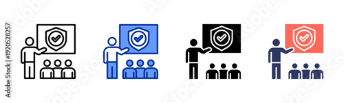 Safety Briefing icon set multiple style collection