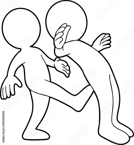 Illustration of an emoji kicking out another emoji