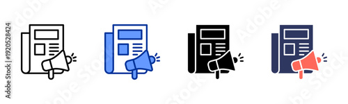 Press Coverage icon set multiple style collection