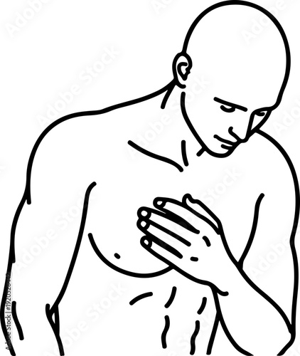 Illustration of a man holding his chest