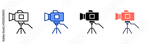 Video Coverage icon set multiple style collection