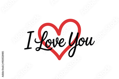 Romantic expression with heart symbol and loving text on white background love romance
