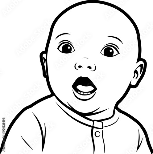 Illustration of a baby with a shocked facial expression