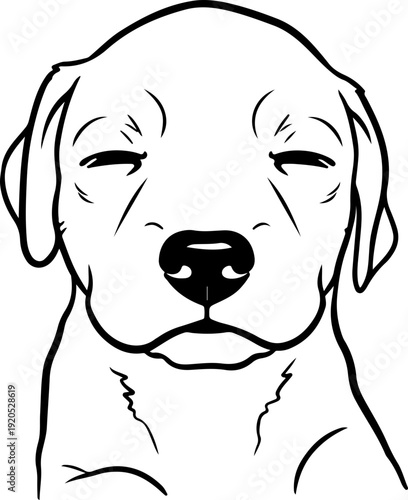 Illustration of a puppy with its eyes closed