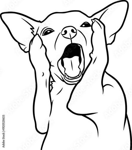 Illustration of a dog with a scared facial expression