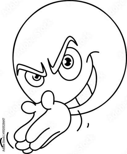 Illustration of an emoji with a plotting facial expression