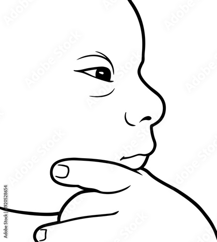 Illustration of a baby with a cool side angle facial expression