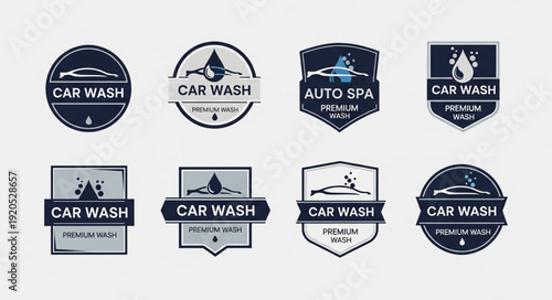 Collection of Car Wash Logos and Badges.