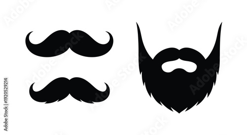 Variety of mustache and beard styles presented as a dark silhouette