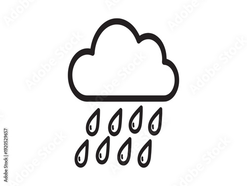 A simple line drawing of a rain cloud with raindrops