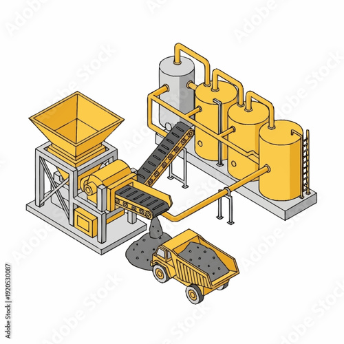 Industrial asphalt mixing plant machinery equipment for road construction.