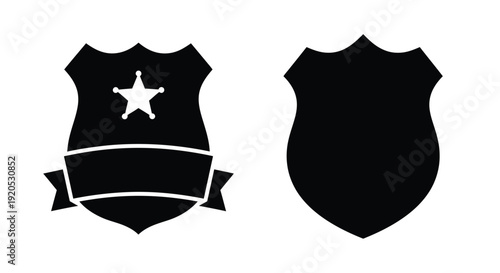 Two black sheriff badges with a star a striking silhouette