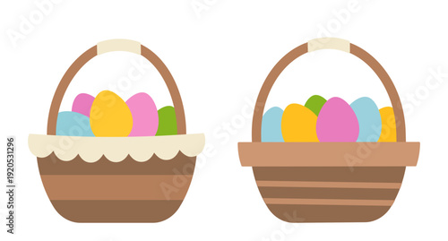 Easter Basket with Colorful Eggs Flat Vector.
Basket of Easter Eggs Spring Illustration.
Cute Easter Egg Basket Flat Design Clipart.