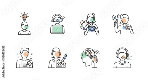 Collection of Icons Representing Different Professions and Hobbies.