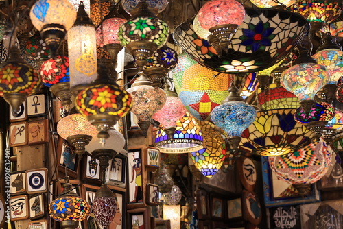 Colorful Lamps inside a Shop in a Cairo's Souq