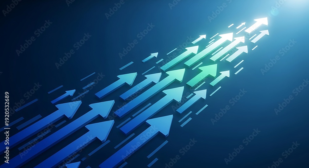 Fototapeta premium Vibrant arrows ascending in dynamic motion towards success
