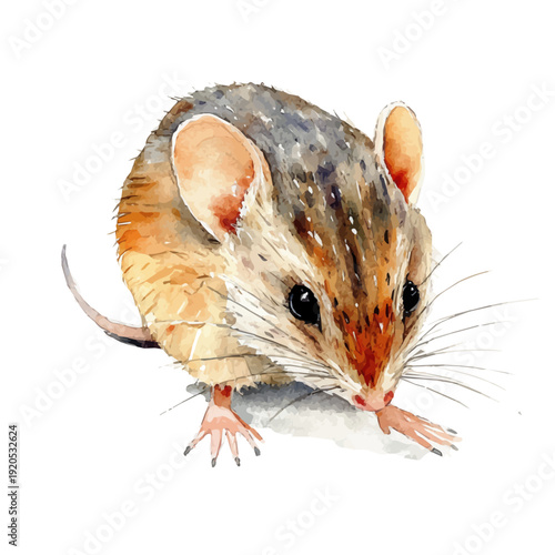 Valokuva Elephant Shrew, watercolor drawing, vector isolated on a white background
