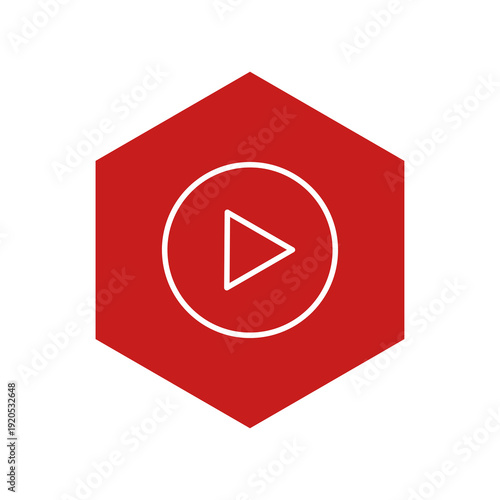 Free Download Red hexagon with play button icon isolated on transparent background - GFXLoad